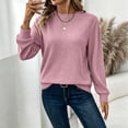 thumbnail image 6 of Oiangi Crew Neck Sweater for Women Long Sleeve Soft Knitted Shirts Fall Base Layer Pullover Basic Jumper Tops Pink M, 6 of 9