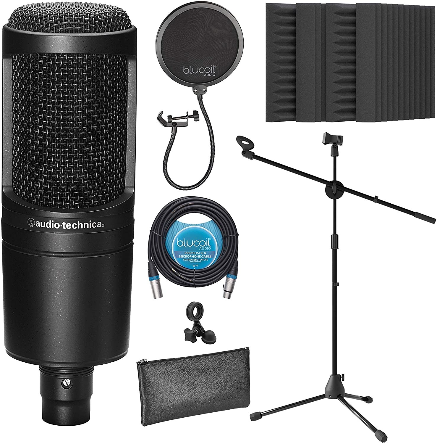 Audio-Technica AT2020 Cardioid Condenser Microphone for Vocals Podcasting  Livestreaming for Bundle with Blucoil 20-FT Balanced XLR Cable Pop  Filte｜マイク