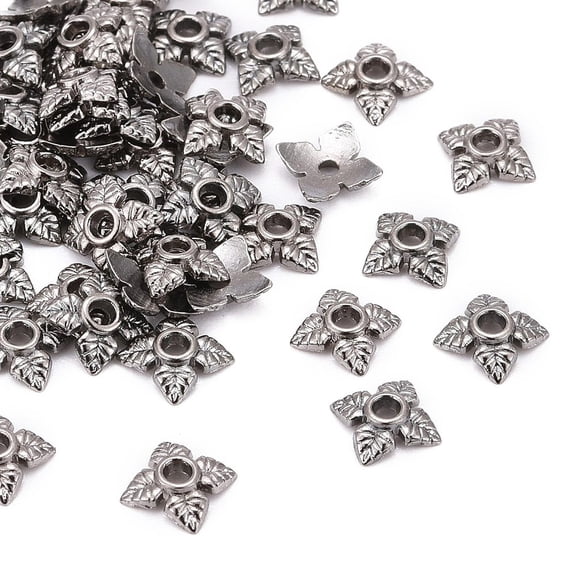 100pc Tibetan Style Bead Caps Cadmium Free & Nickel Free & Lead Free Flower Gunmetal 6x6x2mm Hole: 1mm