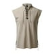 thumbnail image 1 of 2025 Camisa hippie de playa sin mangas para hombre - Mezcla de lino, cuello alto, ligera - Boho veraniego, S-XXL, 1 of 5