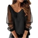 thumbnail image 2 of Pntutb Blusa de manga larga con cuello en V y estampado de malla para mujer Pntutb Pntutb-5432, 2 of 8
