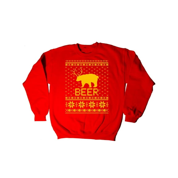 Instant Message - Ugly Sweater Party Beer Bear Funny Drinking Christmas Cool Novelty Mens Sweatshirt