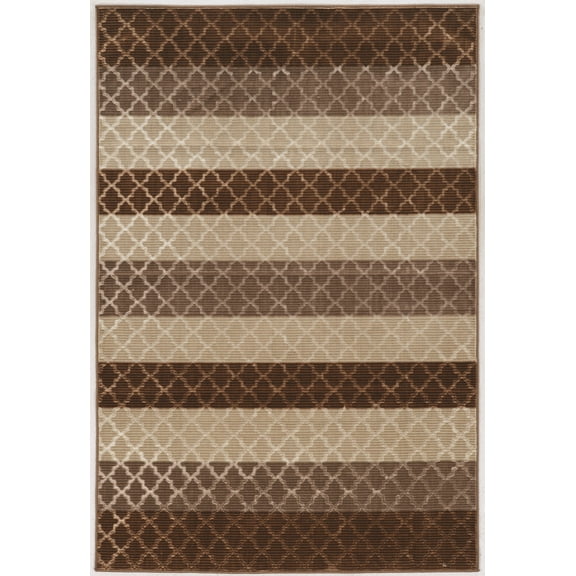 Linon Evolution Trellis Stripes Power Loomed Polyester 5'x7'6" Rug in Beige
