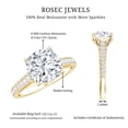 thumbnail image 6 of Rosec Jewels Moissanite Engagement Ring with Side Stones - 3 Carat Moissanite Ring - 8 mm Cushion Cut Ring - D-VS1 Grade, 10K Yellow Gold, US 13.00, 6 of 7