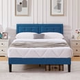 thumbnail image 2 of VECELO Upholstered Platform Bed Frame with Button Tufted Adjustable Headboard, Sturdy Wood Slat Support, Blue, 2 of 5