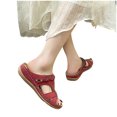 thumbnail image 3 of NOKIO Women's Open Toe Slippers Flat Shoes Beach Slope Heel Slippers Hollow Casual Slope Bottom Shoes Retro Sandals, 3 of 7