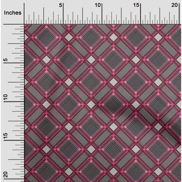 oneOone Viscose Chiffon Fabric Tartan Check Printed Craft Fabric BTY 42 Inch Wide