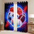 thumbnail image 2 of Erosebridal Teens Basketball Soccer Football Baseball Blackout Curtains Set of 2 (52x84 Each),Sport Theme Hexagon Window Curtains for Boys Girls,Super Cozy Room Decor, 2 of 6