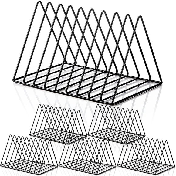 Soporte para revistas y discos de vinilo Shimeyao con forma de triángulo metálico, 6 unidades