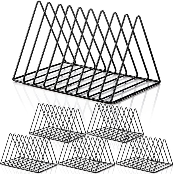 Soporte para revistas y discos de vinilo Shimeyao con forma de triángulo metálico, 6 unidades