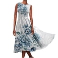 thumbnail image 1 of Pompotops Robe d'Été Mode Sans Manches Col Rond Imprimé Vintage pour Femmes, 1 of 5