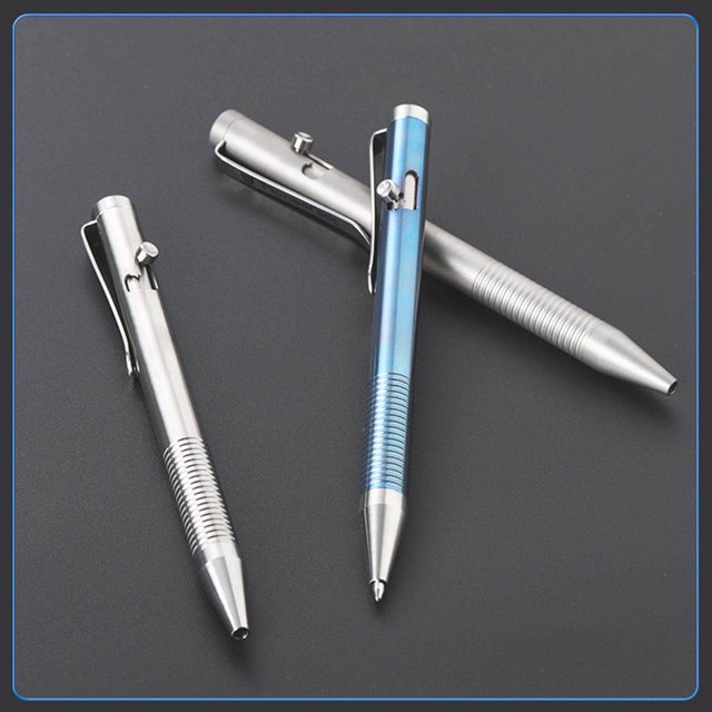 thinsony Retractable Ballpoint Pen Titanium Alloy Rollerball Pen Writing Bright Action Pen Retractable Light