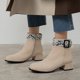thumbnail image 3 of NECHOLOGY Botas Mujer Adulto Femenino Zapatos Botines para mujer Moda mujer tobillo bajo ribete punta redonda tobillo botas de cuero zapatos casuales y de mujer ocio (Beige, 6.5), 3 of 4