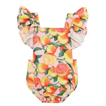 

Toddler Summer Bodysuit Baby Kids Ruffled Playsuit Girl Romper Print Fruit Girls Romper&Jumpsuit Baby Clothes 8 Months Girl