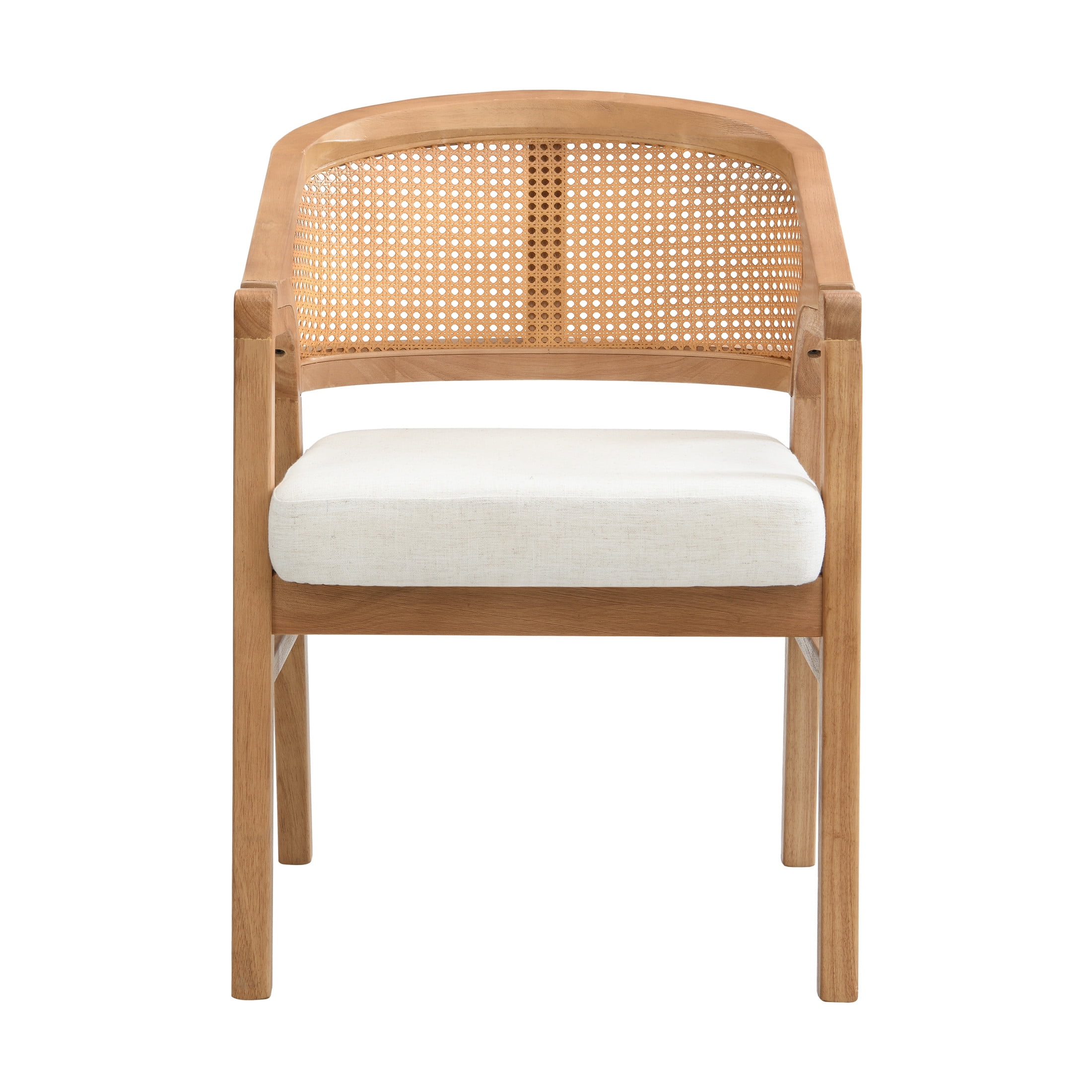 Christopher Knight Home Mid-Century Upholstered Dining Chairs, Solid Wood, Cane Backs, Beige, Set of 2