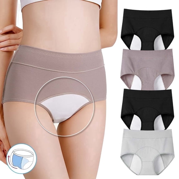 Sunm Boutique Cotton Period Underwear for Women, Extended Leak Protection Quick Absorbing Menstrual Panties, 4 Pack