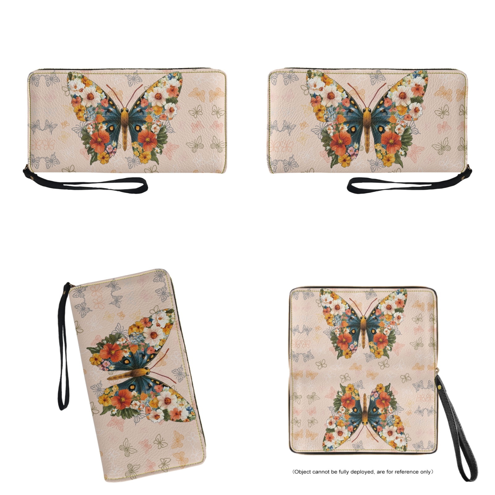 ZUXONGSY Abstract Butterfly Tropical Floral Print Top Handle Satchel Purses Set of 2 for Women Large Tote Bag Satchel Handbags with PU Cash Wallet for Hiking Shopping