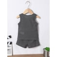 thumbnail image 3 of 18 Months Baby Boys Clothes 24 Months Boys 2PCS Summer Outfits Set Solid Color Round Neck Toddler Boys Sleeveless Top Shorts Set Gray, 3 of 7
