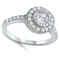 thumbnail image 4 of Clear Cubic Zirconia Halo Cluster Wedding Ring .925 Sterling Silver Band White Jewelry Female Size 6, 4 of 4