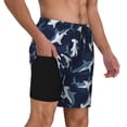 thumbnail image 3 of Haiem Party Shark Cute Mens Swim Trunks with Compression Liner 2 in 1 Swimming Shorts Stretch Swimwear Quick Dry,Board Shorts-XX-Large, 3 of 9