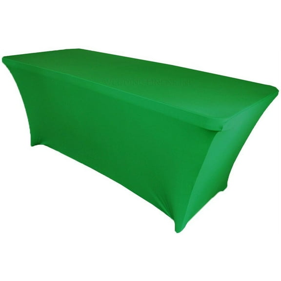 Wedding Linens Inc. (200 GSM) Premium 5 FT Rectangular Spandex Stretch Fitted Table Cover Tablecloths - Emerald Green