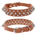 thumbnail image 1 of Spiked Studded Rivet Leather Dog Collar for Cats Puppy Small Medium PetsBrownL 51*2.5CM, 1 of 8