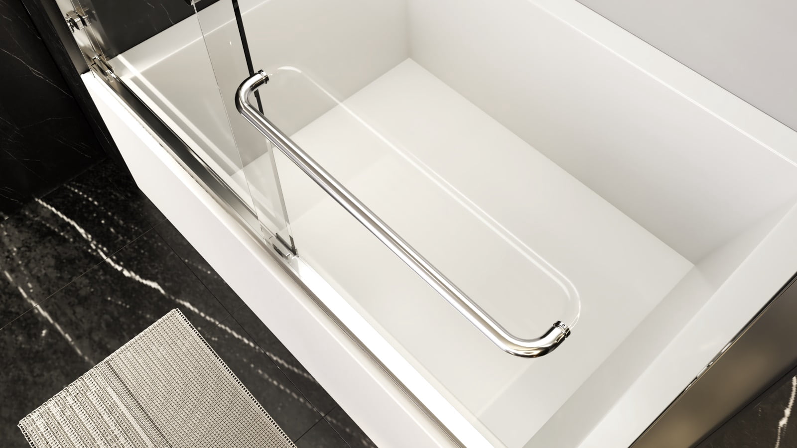 Bathtub Shower Door Semi-Frameless Double Sliding Tub Door 56"-60"Wx58" H Waterproof Bathroom Shower Door 1/4" (6mm) SGCC Tempered Glass With Explosion-Proof Film