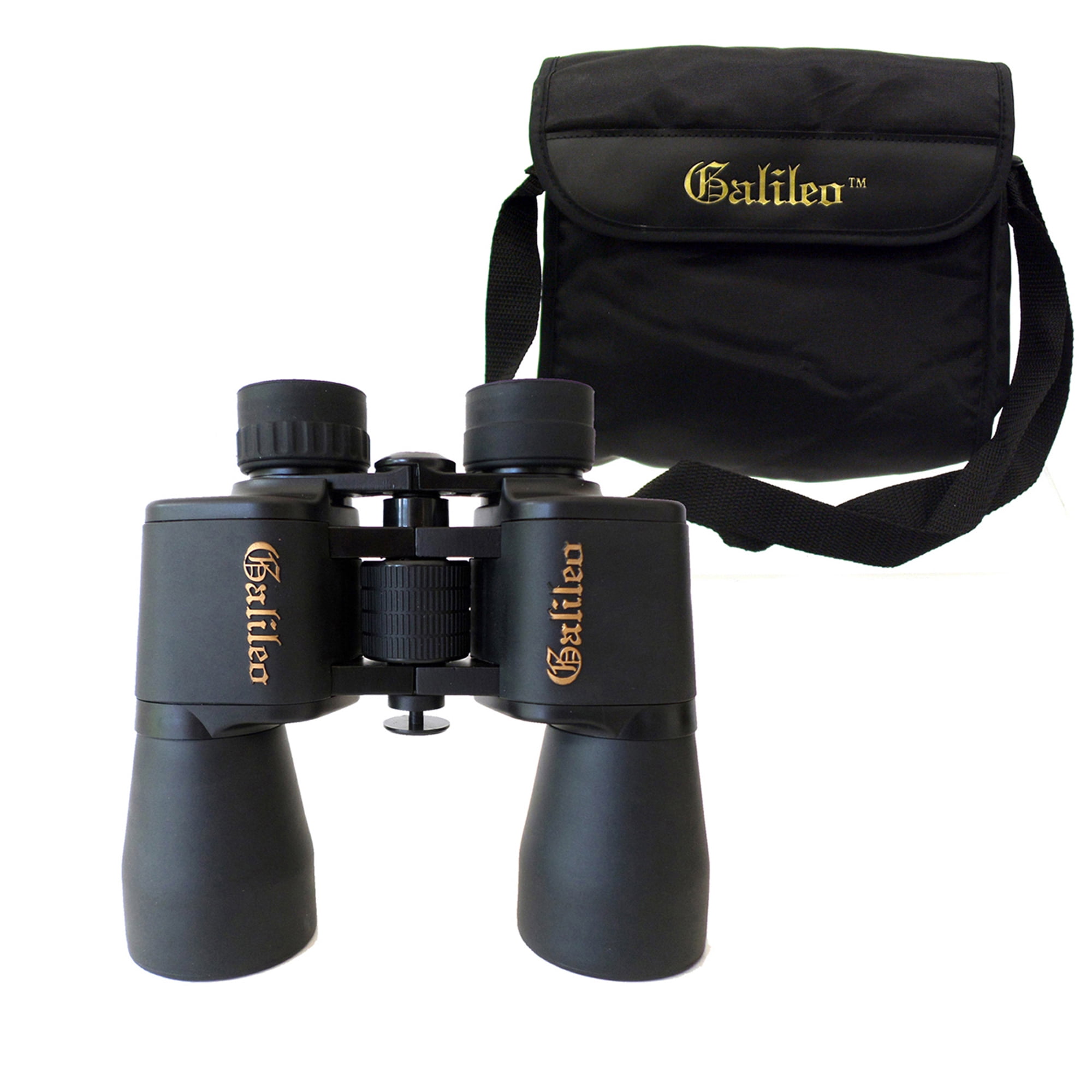 Galileo 10 Power water resistant Binocular with 50mm lenses for wide field of view. Embossed logo, Rubber armoring, Tripod port and Shoulder Case.