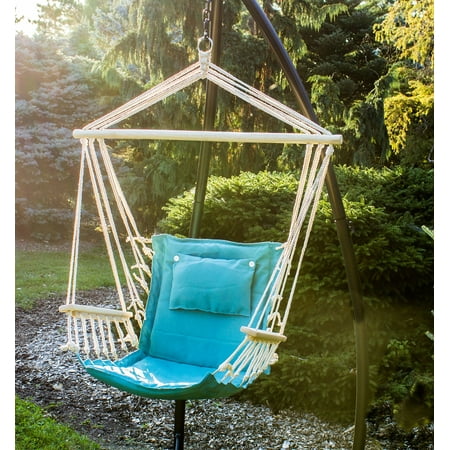 Hammock Chair With Stand Solid Aqua Blue