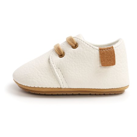 

Toyella Luxury Soft Leather Baby Moccasins Shoes Newborn Rubber Sole First Walkers Boys Toddler Shoes White 13cm