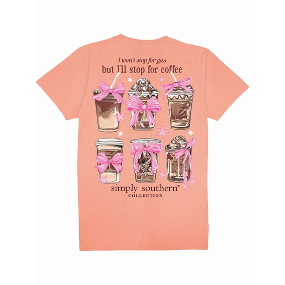 Simply Southern Coffee Bow Peach T-Shirt