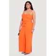 thumbnail image 2 of Women's Plus Size Wide Leg Cami Jumpsuit with Tie Waist Belt, 2 of 3