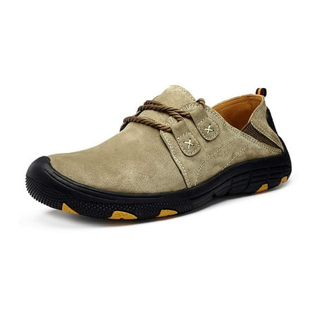 Men Casual Leather Sneakers Loafers Oxford Driving Outdoor Walking Fashion Hiking Shoes Workout Footwear Flats 10.5 Brown
