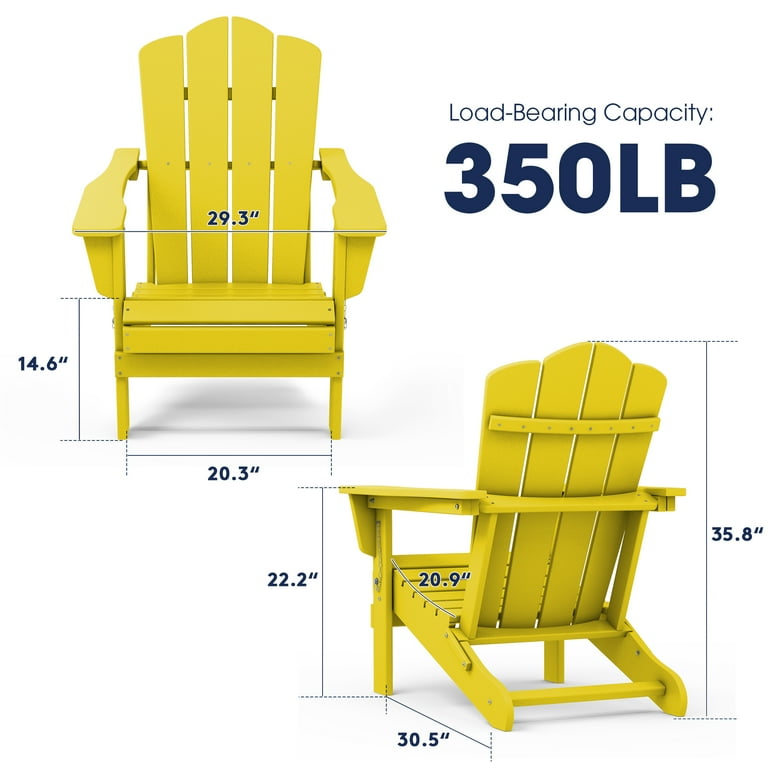 Plastic Adirondack Chair Folding Outdoor Patio Furniture Chair Yellow