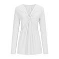thumbnail image 5 of biudgviw Womens Shirts Dressy Casual Long Sleeve Tops Elegant Lightweight Front Knotted V Neck Blouses Going Out Outfits, 5 of 7