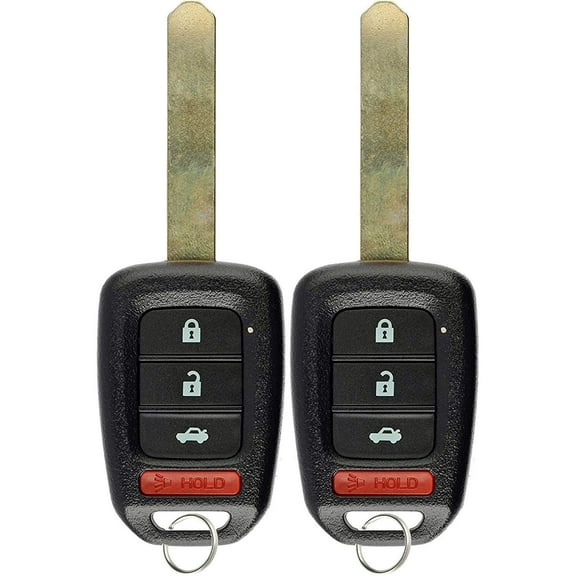2 PACK KeylessOption Keyless Entry Remote Fob Uncut Ignition Car Key for 2013-2016 Honda Civic Accord CR-V