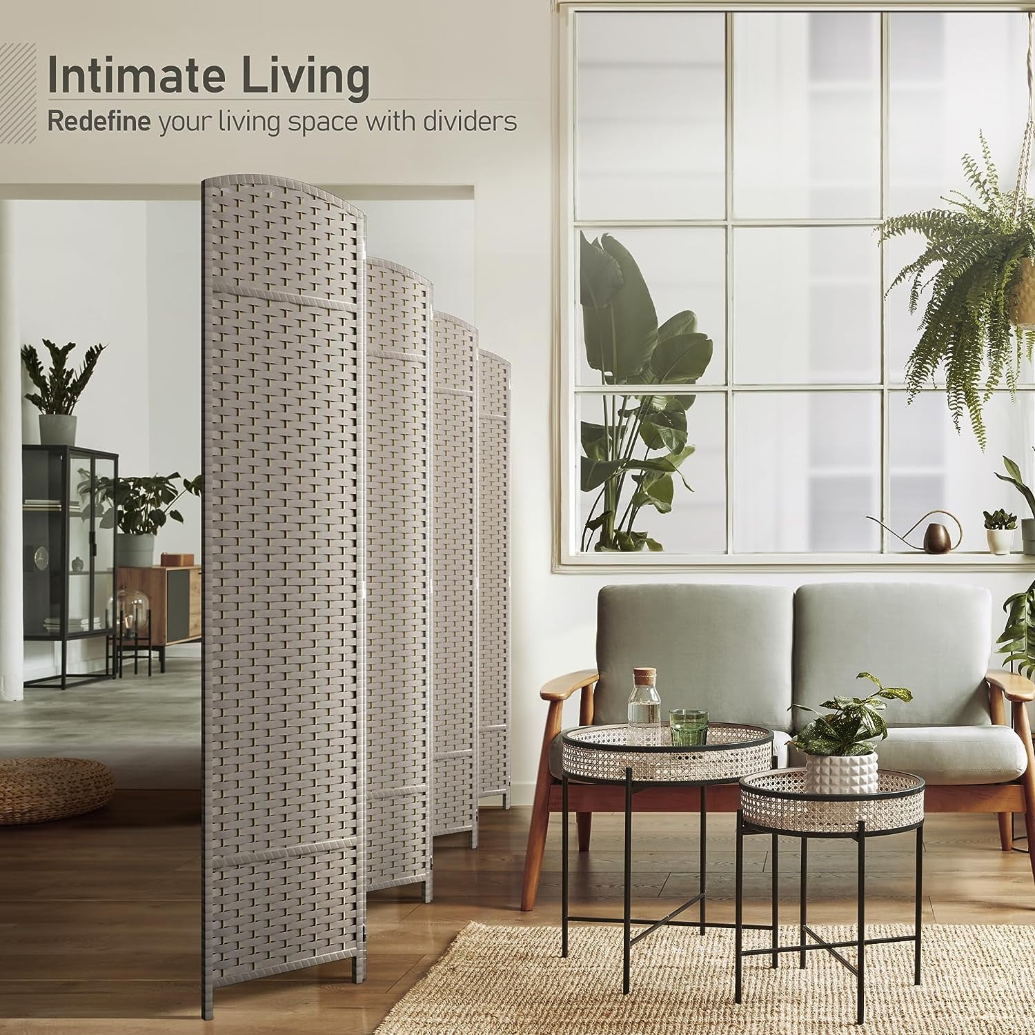 Room Divider Privacy Screen, 6 ft. Tall Extra Wide Foldable Panel Partition Wall Divider, Double Hinged Room and Folding Privacy Screens Beige