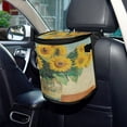 thumbnail image 6 of Qxltty Sunflower Potted Plant Car Trash Can with Lid Vehicle Backseat Hanging Leak Proof Storage Bin, 6 of 7