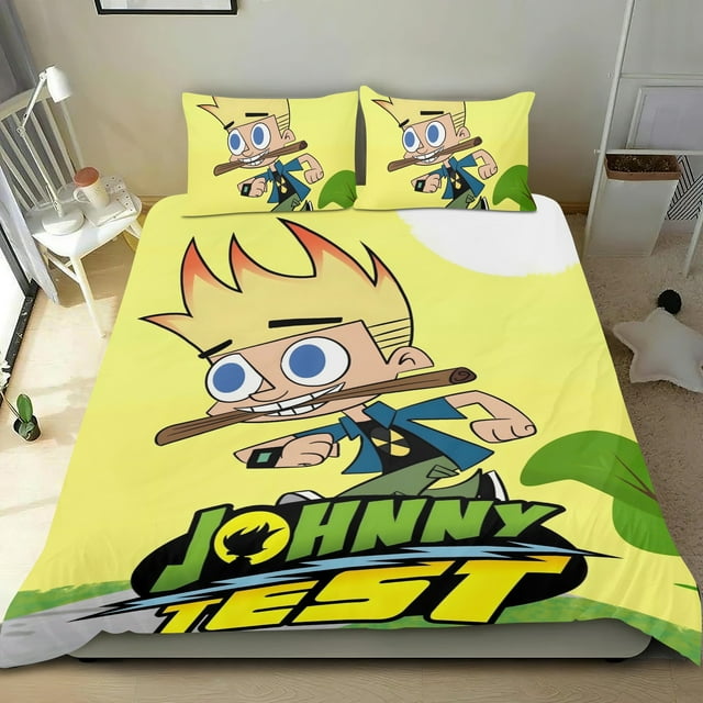 Johnny Test Conjunto de sábanas temático, trío de piezas, cómodo y amigable con la piel, diseño único, regalo de decoración para el hogar para familiares, amigos y fans,135cm *200cm