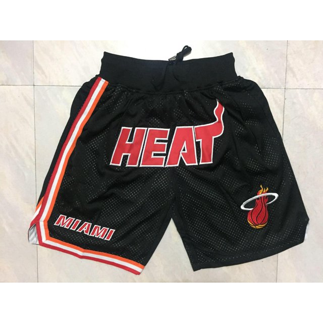 Miami Heat Retro Embroidered Zipper Pocket Shorts Basketball Pants Embroidered Shorts