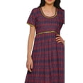thumbnail image 5 of Moomaya Long Cotton Printed Short Sleeve Front Slit Tunic Dresses For Women, 5 of 6