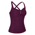 thumbnail image 4 of Hilor Women's Tankini Tops Shirred Tummy Control Swimsuits Cross Back Tankini Swimwear Tops, 4 of 6
