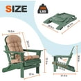 thumbnail image 5 of Nalone Folding Adirondack Chairs Set of 2, HDPE Oversized Patio Chairs with Cup Holder and Cushion, Weather Resistant for Garden, Deck, Fire Pit and Campfire(Green), 5 of 9