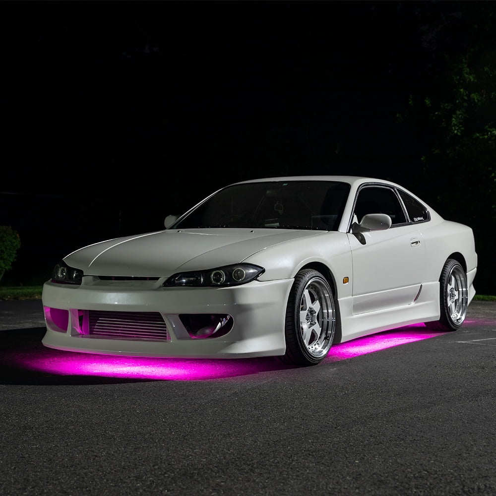 LEDGlow 4pc Pink LED Flexible Slimline Underbody Underglow Lighting Kit