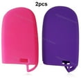 thumbnail image 2 of Dobrev 4 Button Silicone Case Cover Fob Skin Protector for Dodge Ram Durango Challenger Jeep Renegade Trailhawk Compass Grand Cherokee Key  pink and purple, 2 of 2