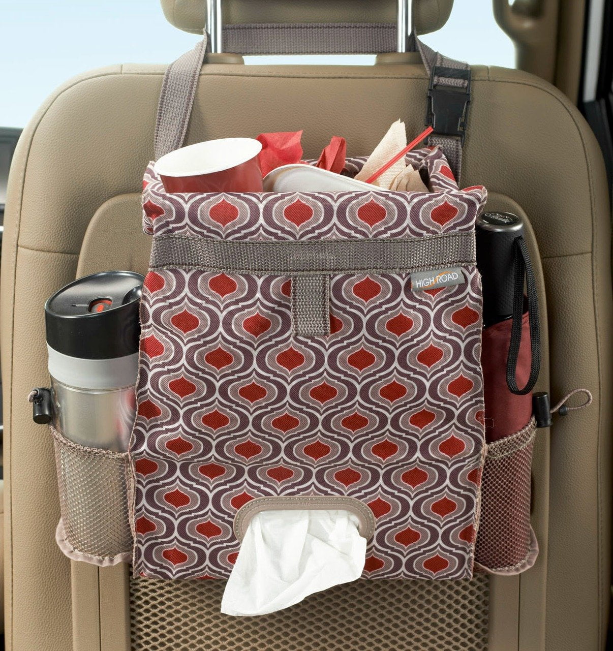 Puff'nStuff Car Trash Bag and Seat Back Organizer with Tissue Holder