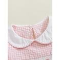 thumbnail image 5 of ZINTAOZT Baby Girl Valentine Outfit Plaid Romper Heart Embroidery Doll Collar Long Sleeve Bodysuit Spring Clothes 0-2T, 5 of 8