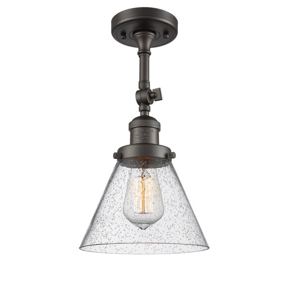 Innovations 201F-OB-G44-LED Transitional One Light Semi-Flush Mount from Franklin Restoration collection in Bronze / Dark finish,