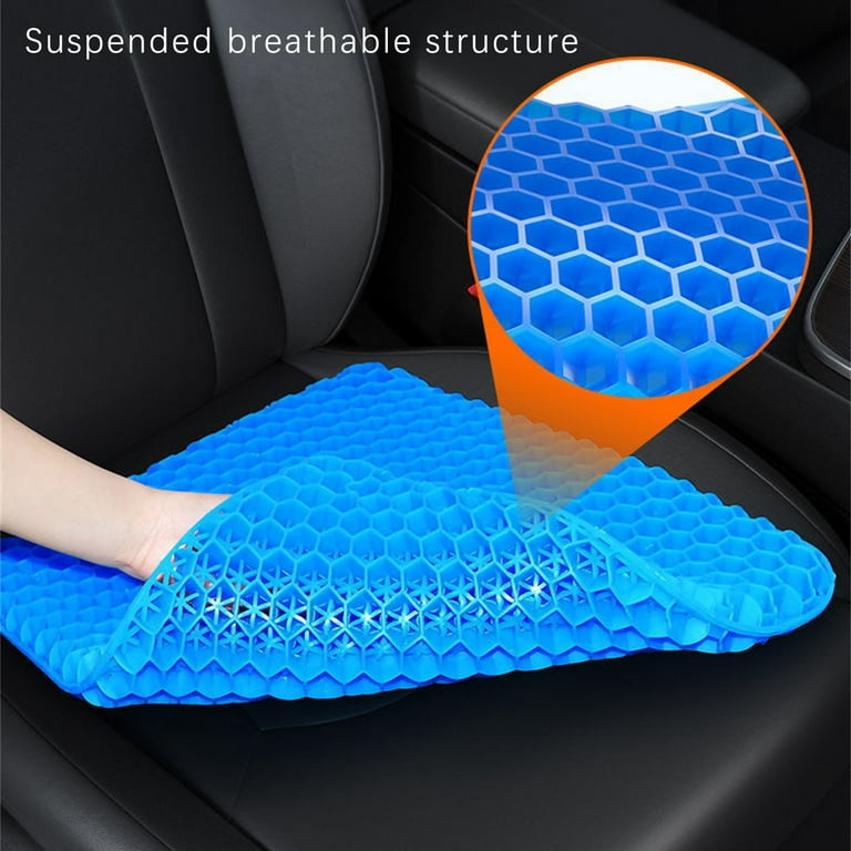 Gel Seat Cushion,Car Or Office Chair Seat Cushion,for Pressure Relief  Pain,with Non-Slip Cover,Thickened Double Honeycomb Breathable Design,Blue  