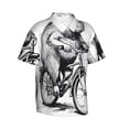 thumbnail image 2 of Balery Capybara Riding Bicycle Print Men's Hawaiian Shirts Short Sleeve Beach Shirt Relaxed Fit Vacation Button Down Shirts-Large, 2 of 9